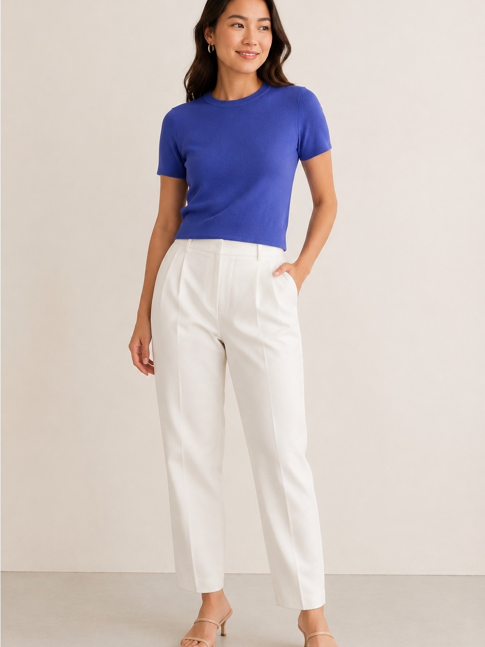Zara Cobalt Blue/Purple Short Sleeve Knit Top